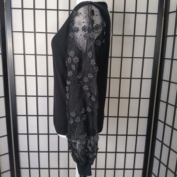 SIONI MILANO NWT Women's Black Pullover Knit Top w/ Illusion Sleeves Size S - Picture 5 of 7